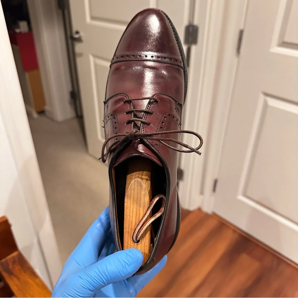 Allen Edmonds Burgundy Leather Cap-Toe Derbys - Picture 10 of 15